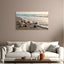 Seashell beach canvas wall art ocean shore coastal scene in modern living room.