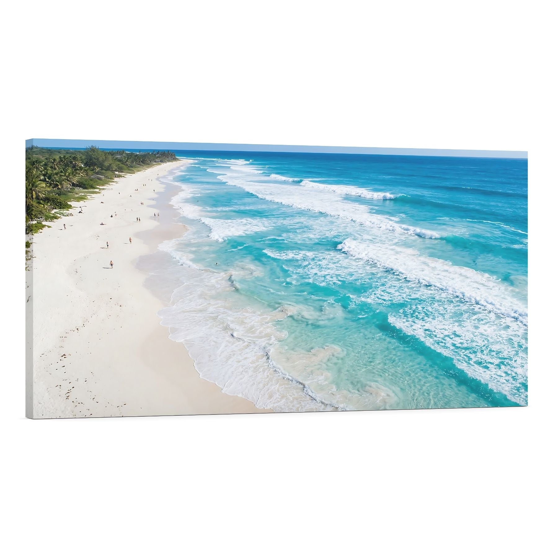 Turquoise Beach Canvas Wall Art Aerial Ocean Waves Coastal Decor