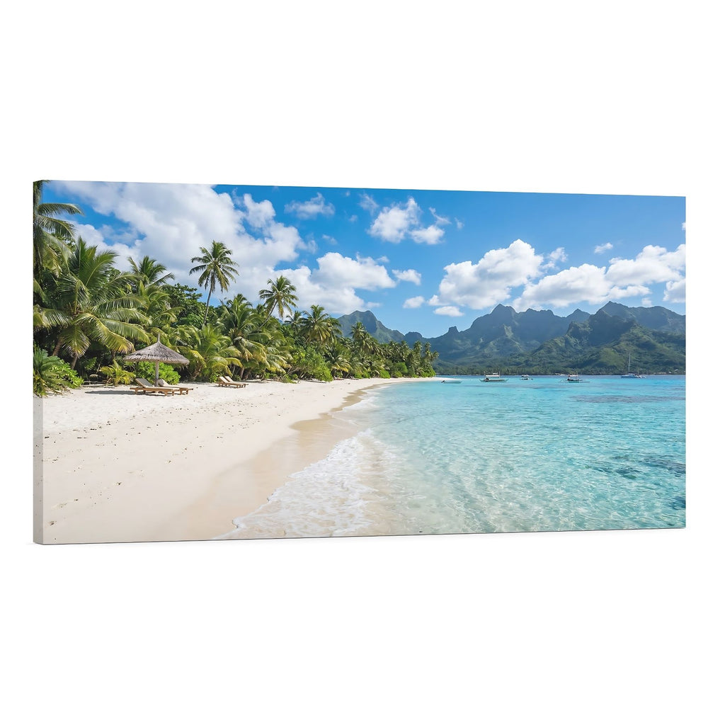 Tropical Island Beach Canvas Print Turquoise Ocean Coastal Wall Art