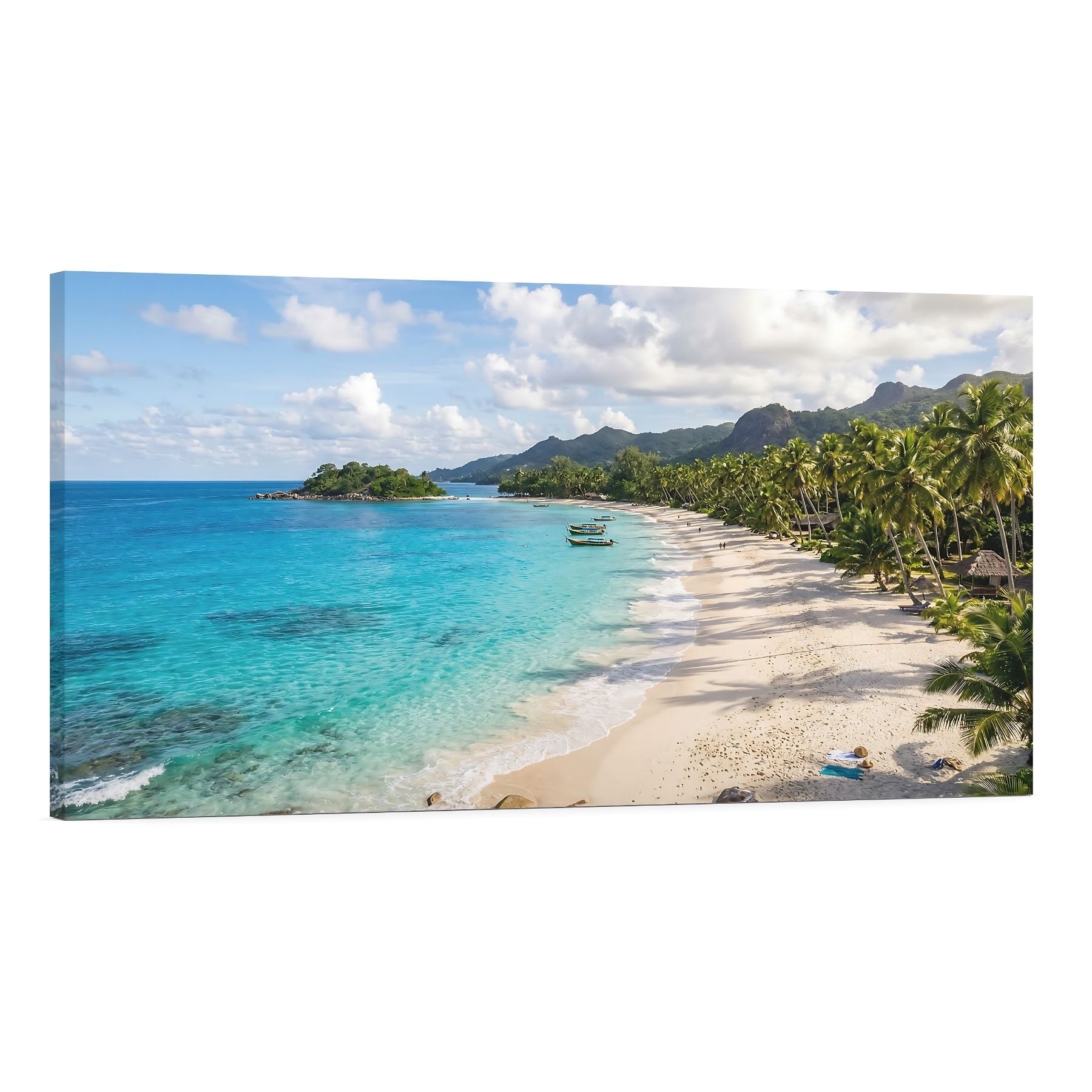 Tropical Beach Paradise Canvas Wall Art – Palm Tree Ocean Landscape Decor