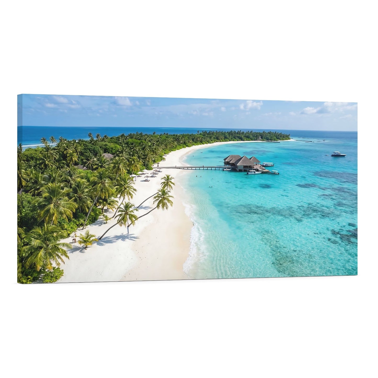 Tropical Island Beach Canvas Wall Art – Turquoise Ocean Coastal Decor