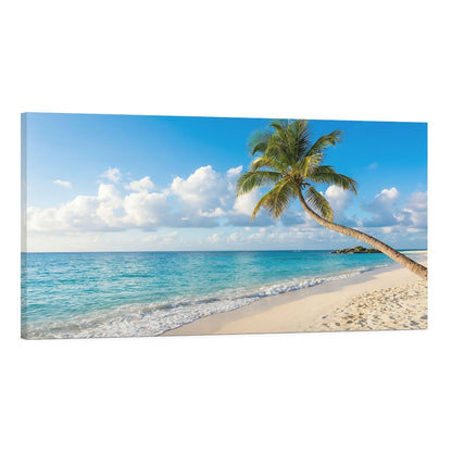 Tropical Beach Canvas Wall Art – Palm Tree Ocean Coastal Decor