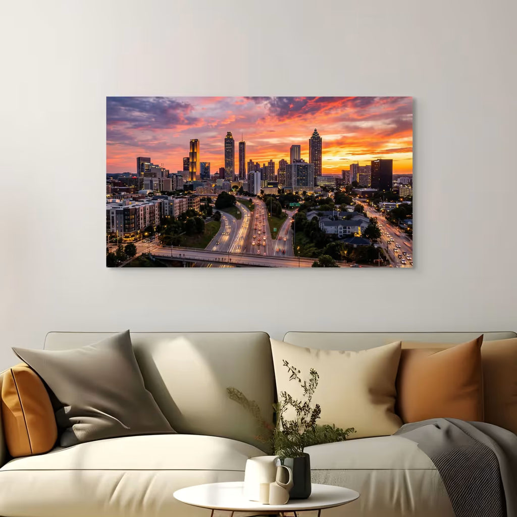 Atlanta City Skyline Canvas Art Atlanta Georgia Skyline Wall Print