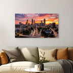 Atlanta skyline sunset with traffic light trails wall art