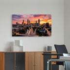 Atlanta downtown skyline evening lights urban print