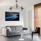 Blue Ocean Waves Canvas Wall Art Night Beach Coastal Landscape