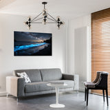 Blue Ocean Waves Canvas Wall Art – Night Beach Coastal Landscape Print