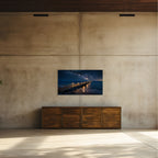 Moonlit Ocean Pier Canvas Wall Art Night Coastal Seascape Print