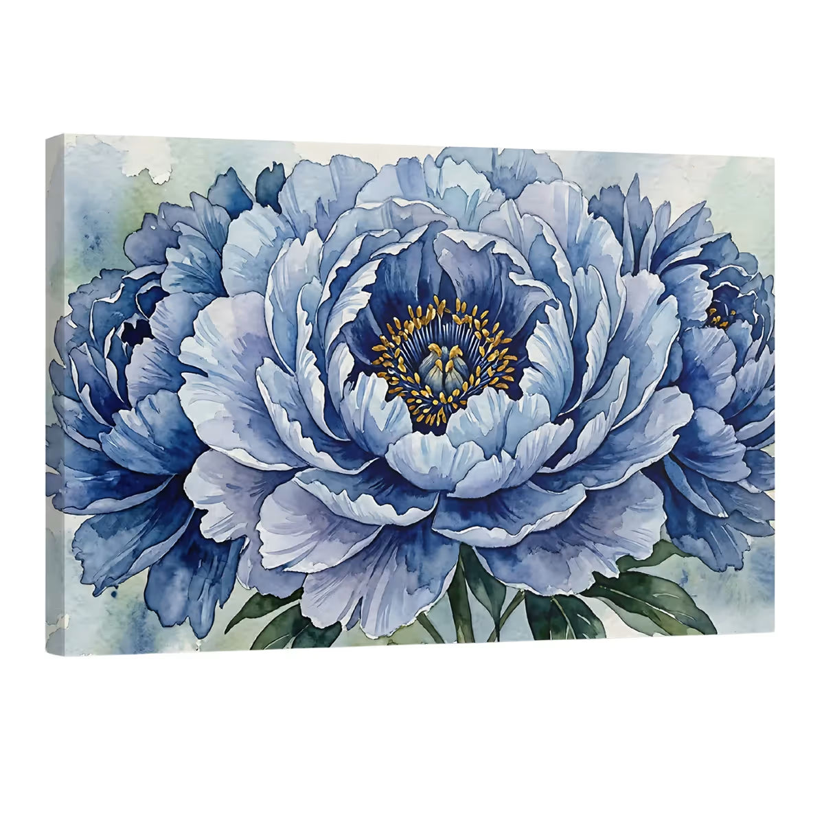 Blue Peony Canvas Wall Art Elegant Watercolor Floral Painting for Modern Decor Main image