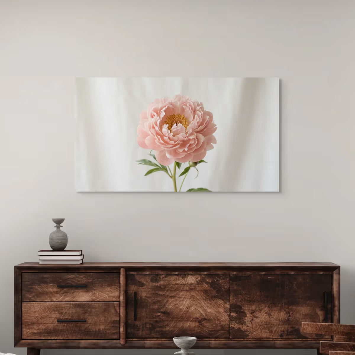 Blush Peony Canvas Wall Art Soft Pink Floral Print for Elegant & Modern Decor