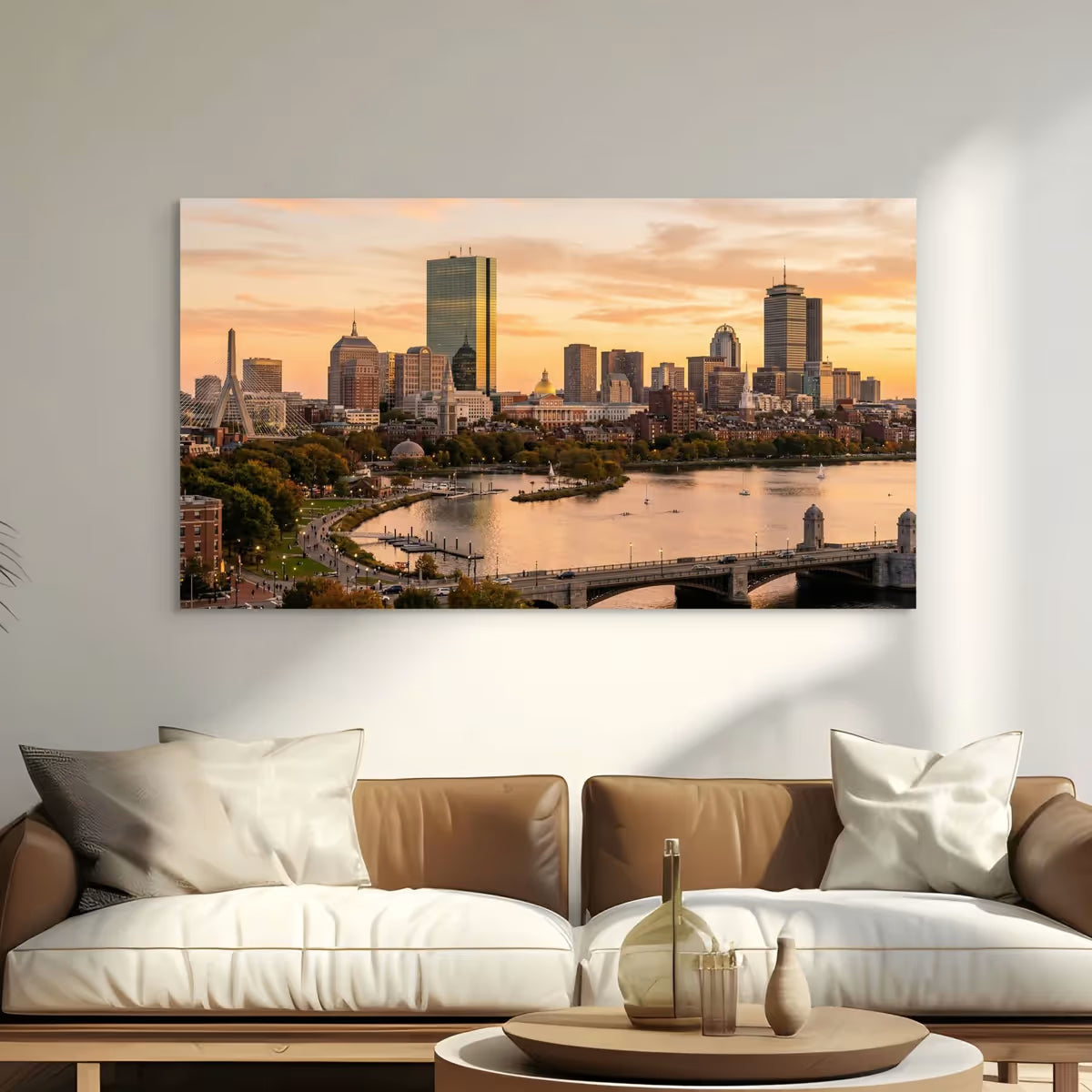 Boston City Skyline Wall Art Boston Massachusetts Canvas Print