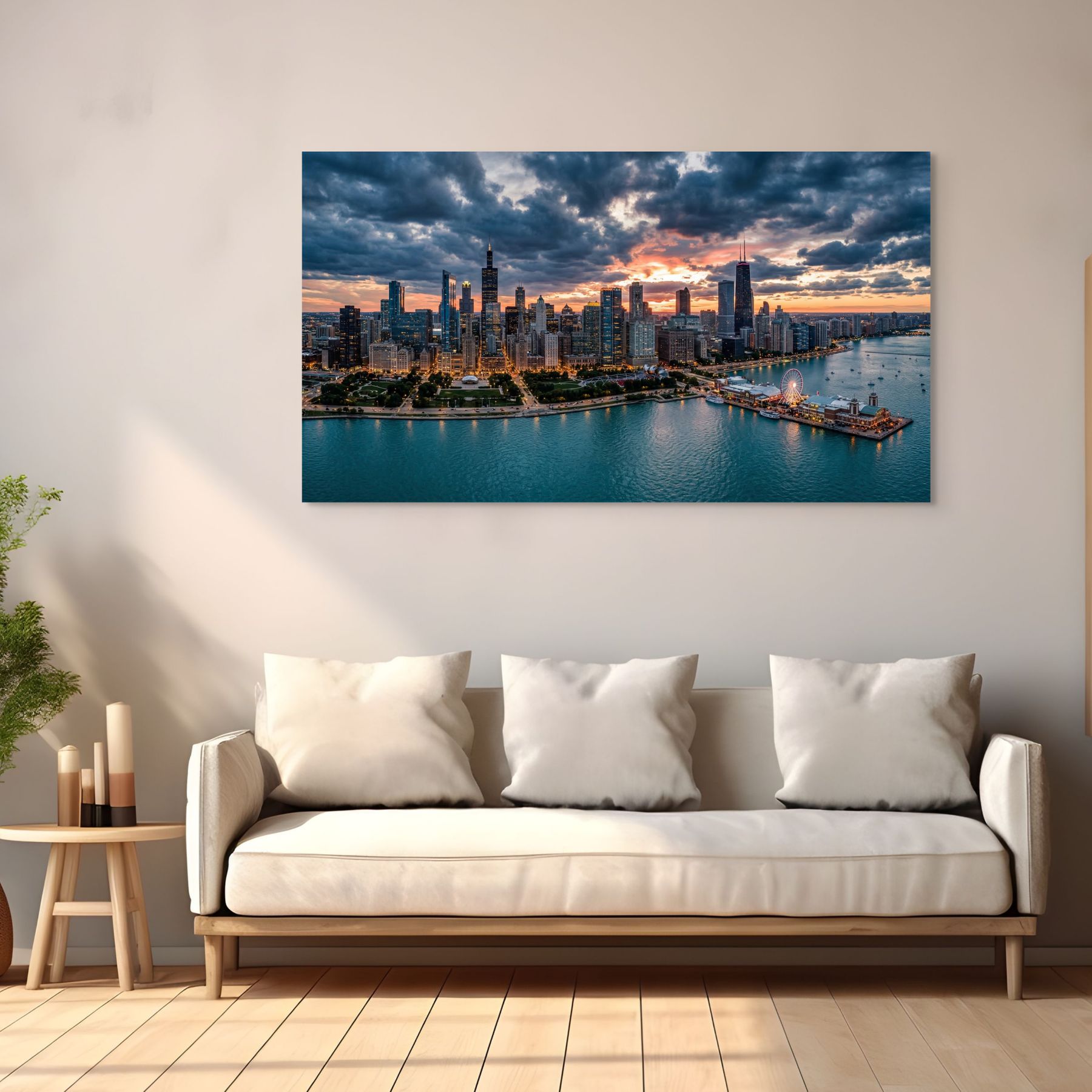 Chicago Cityscape Canvas Wall Art Chicago Skyline Canvas Print Secondary image