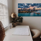 Chicago skyline panoramic sunset modern city wall decor