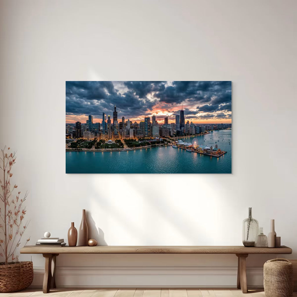 Chicago Cityscape Canvas Wall Art Chicago Skyline Canvas Print
