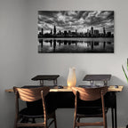 Chicago downtown skyline reflection, modern city wall art