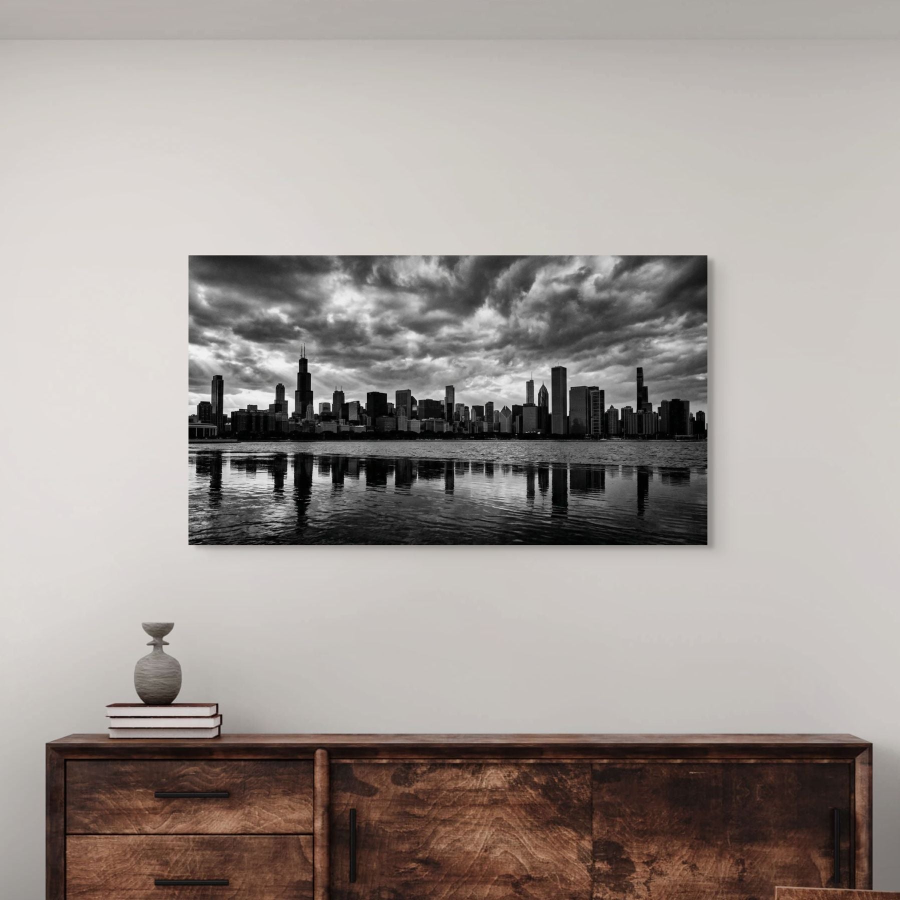 Chicago skyline photography print, minimalist urban decor