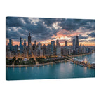 Chicago skyline sunset wall art Navy Pier waterfront cityscape print Illinois skyline photography