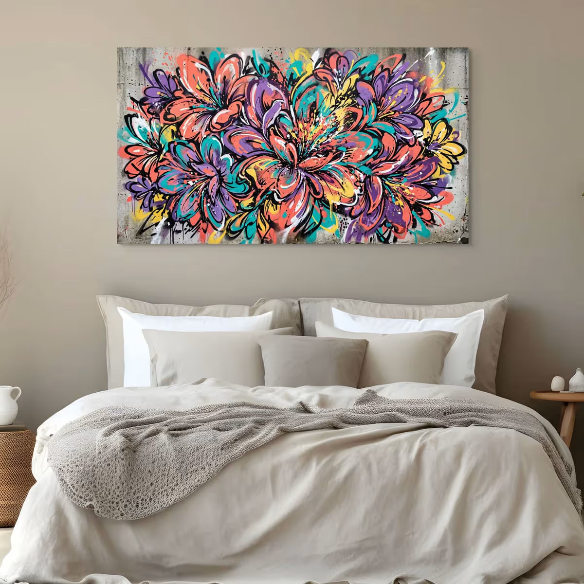Colorful Floral Flower Wall Canvas Art Abstract Botanical Canvas Print Decor Main image