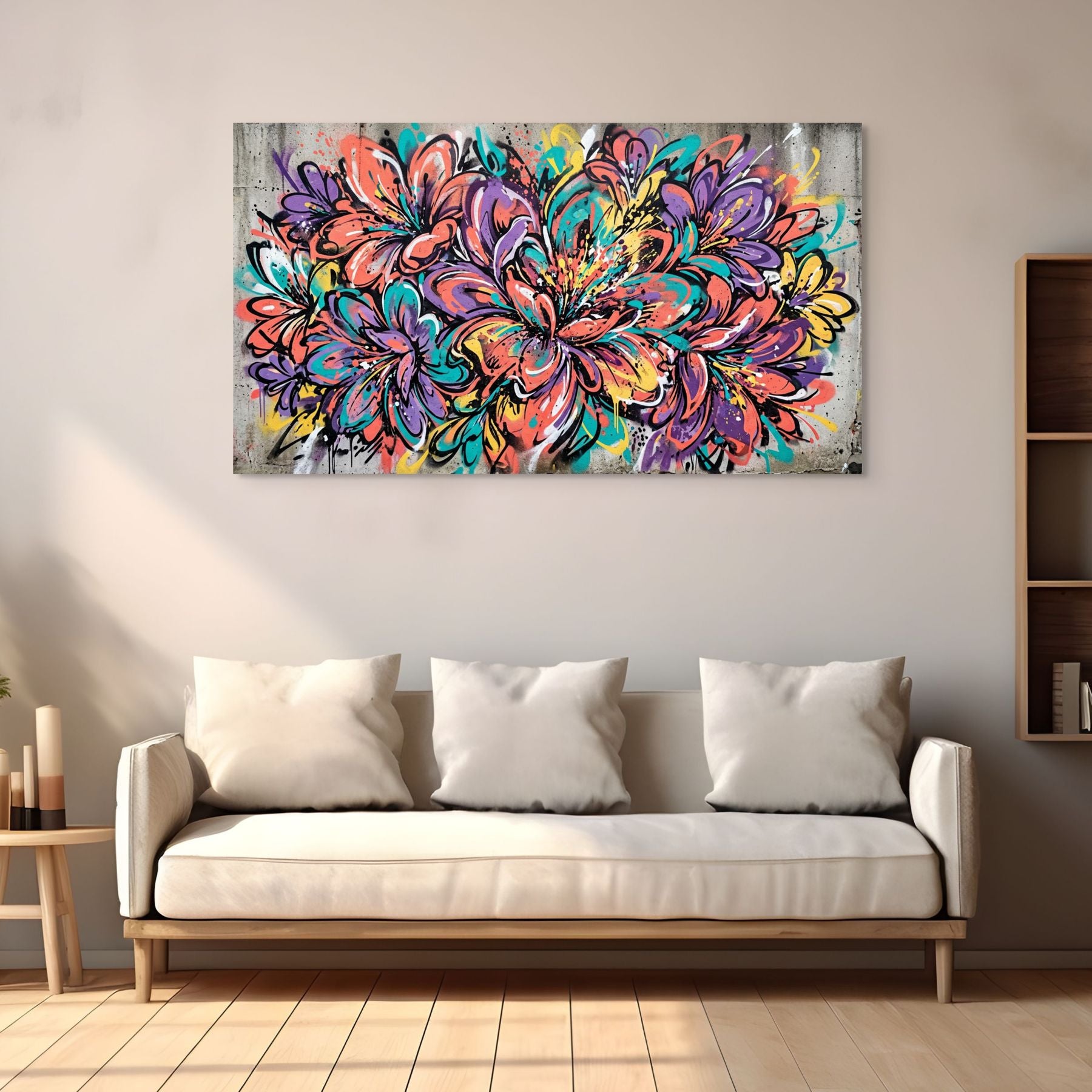 Colorful Floral Flower Wall Canvas Art Abstract Botanical Canvas Print Decor Secondary image