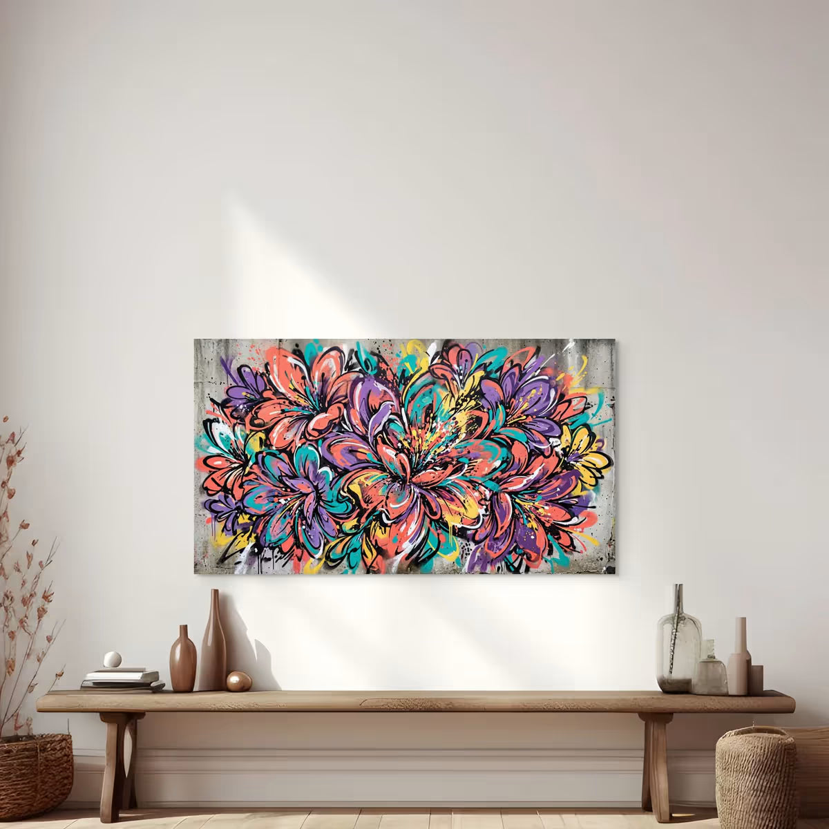 Colorful Floral Flower Wall Canvas Art Abstract Botanical Canvas Print Decor Secondary image