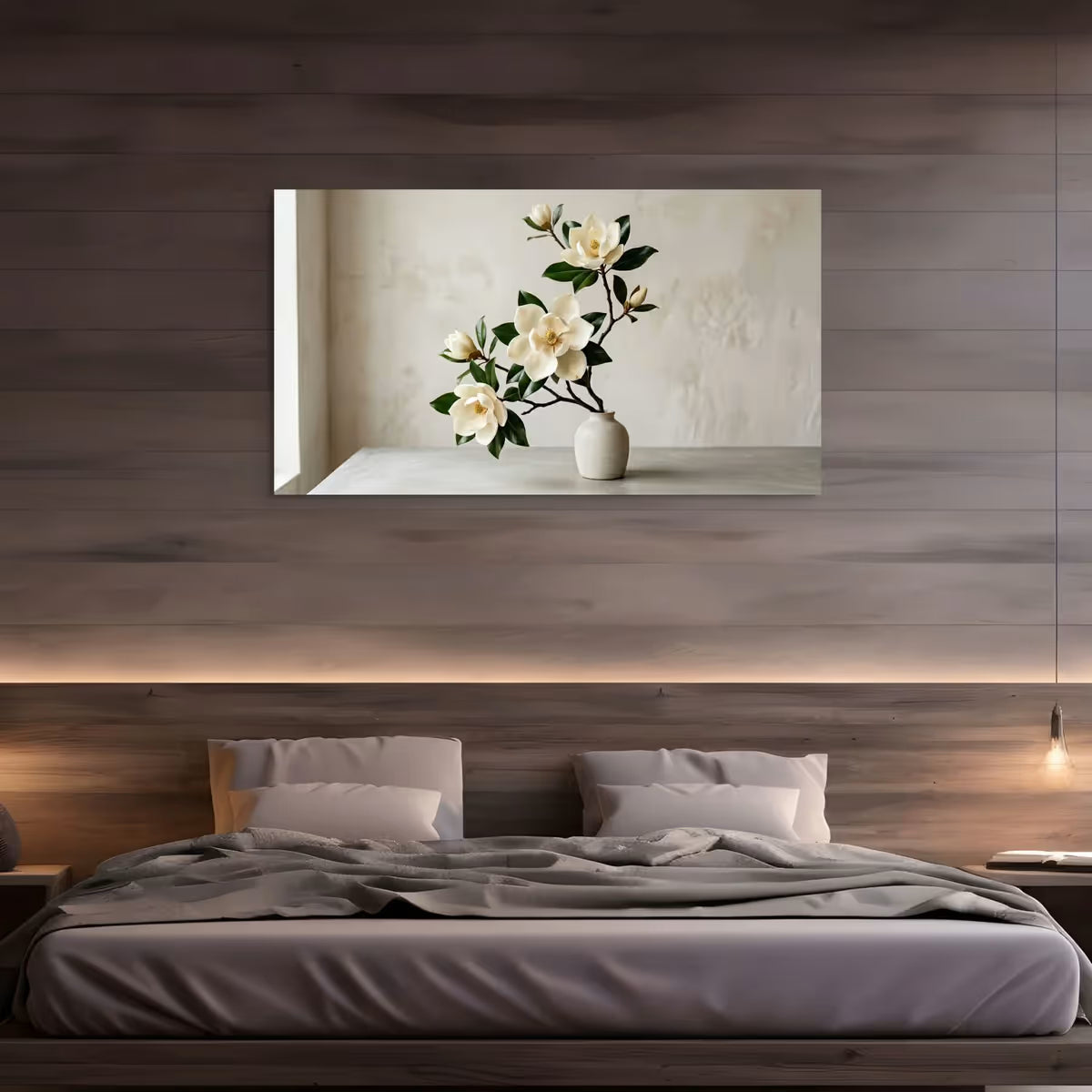 Cream Magnolia Canvas Wall Art Elegant Neutral Watercolor Floral Painting