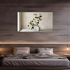 white magnolia branch in vase wall decor