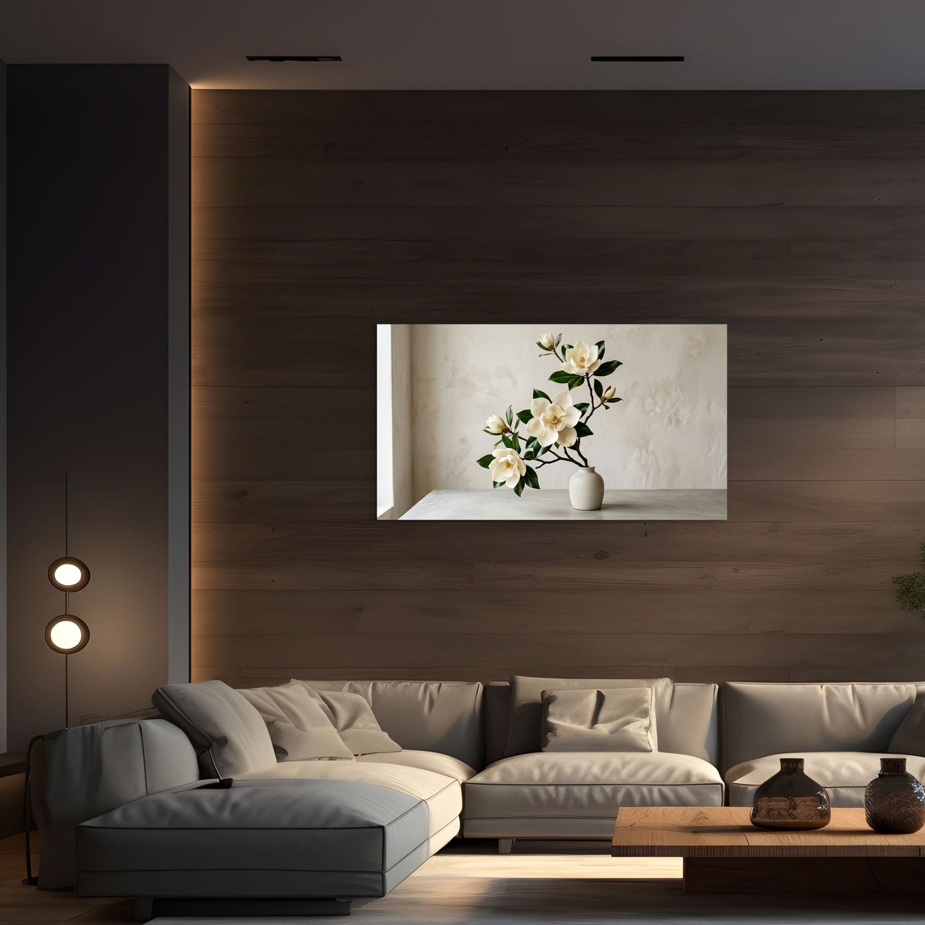 Cream Magnolia Canvas Wall Art Elegant Neutral Watercolor Floral Painting Secondary image