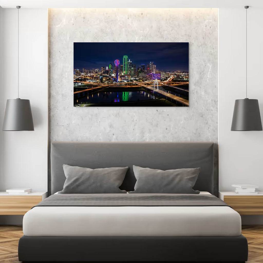 Dallas City Skyline Canvas Wall Art Dallas Texas Cityscape Canvas Print