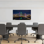 Dallas downtown skyline night view with Reunion Tower print