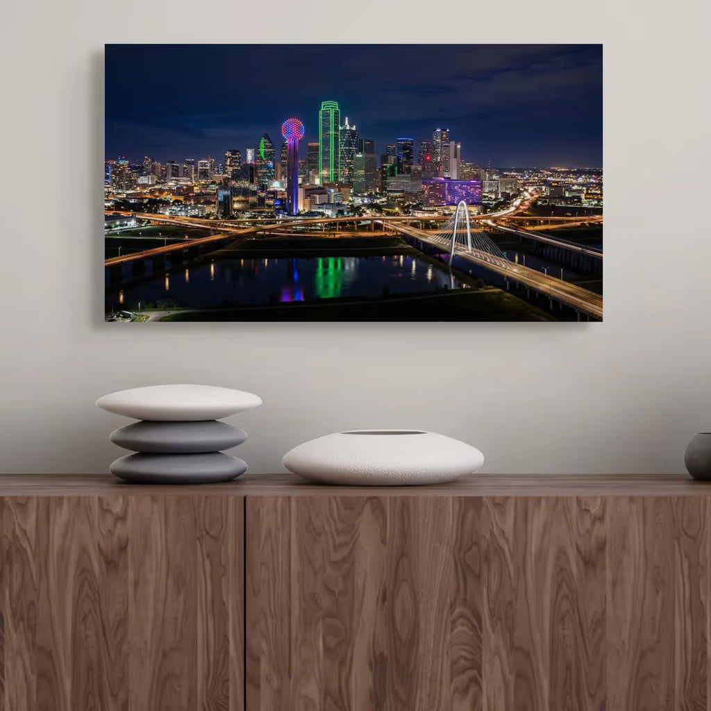 Dallas City Skyline Canvas Wall Art Dallas Texas Cityscape Canvas Print