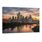 Dallas skyline sunset wall art, cityscape canvas print modern urban decor