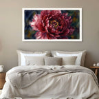 Deep Red Peony Canvas Wall Art Dramatic Watercolor Floral Painting for Luxury Decor