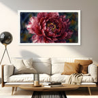 Bold peony watercolor print, moody botanical home decor
