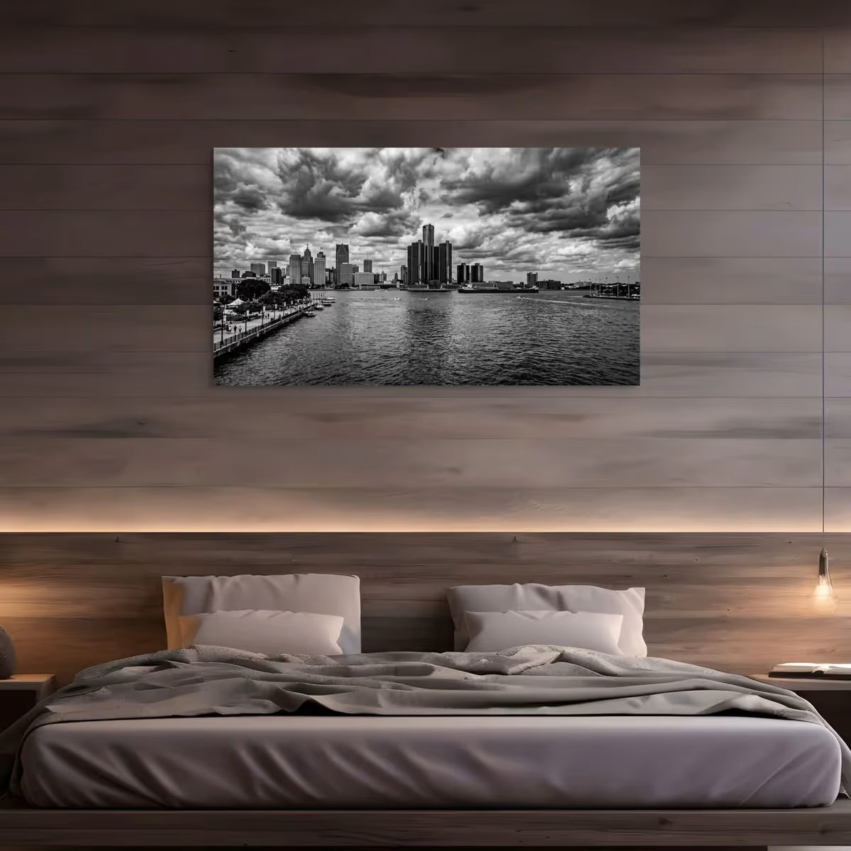 Detroit Canvas Wall Art Detroit Michigan Skyline Canvas Print