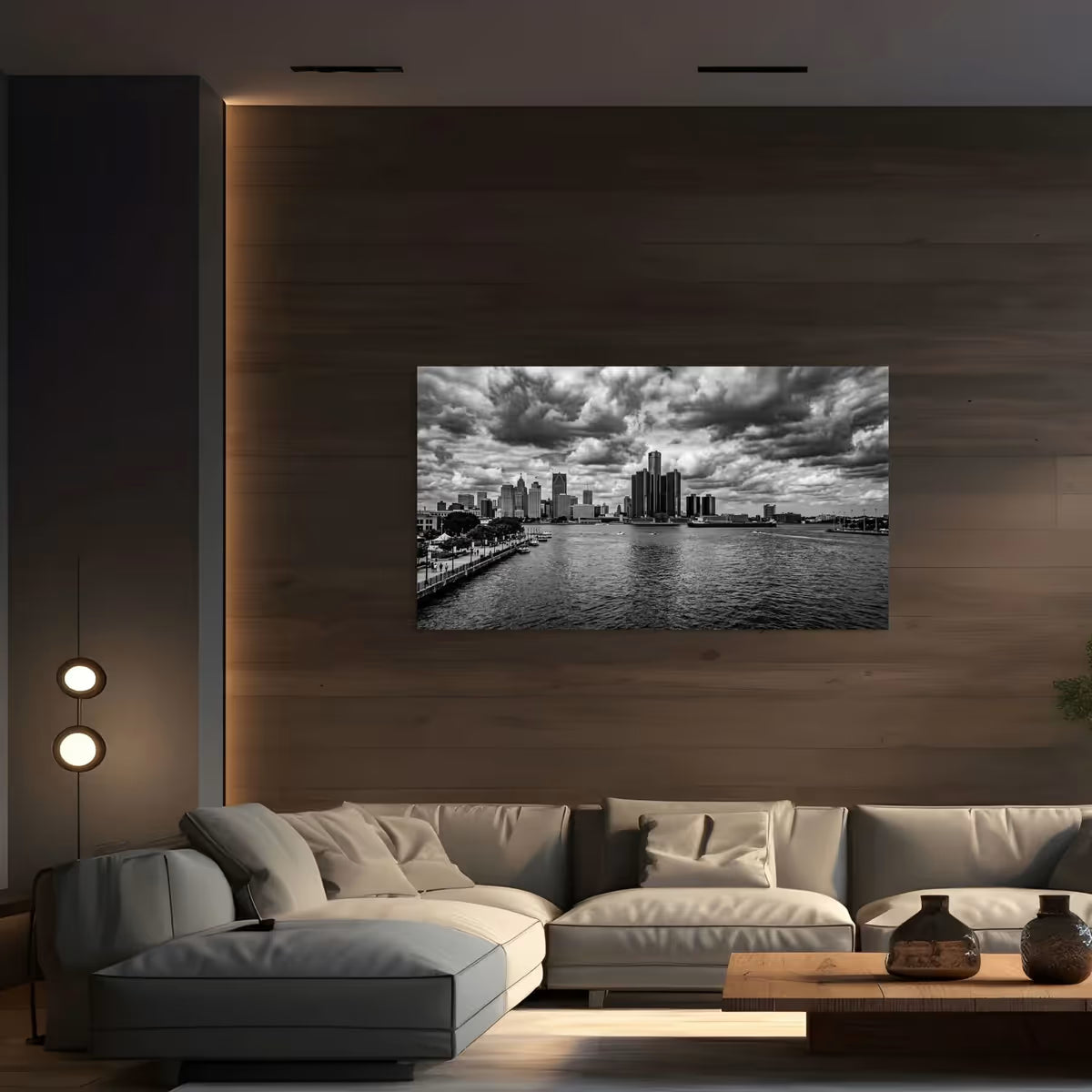 Detroit Canvas Wall Art Detroit Michigan Skyline Canvas Print