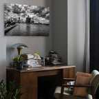 Detroit skyline with river black and white cityscape wall art
