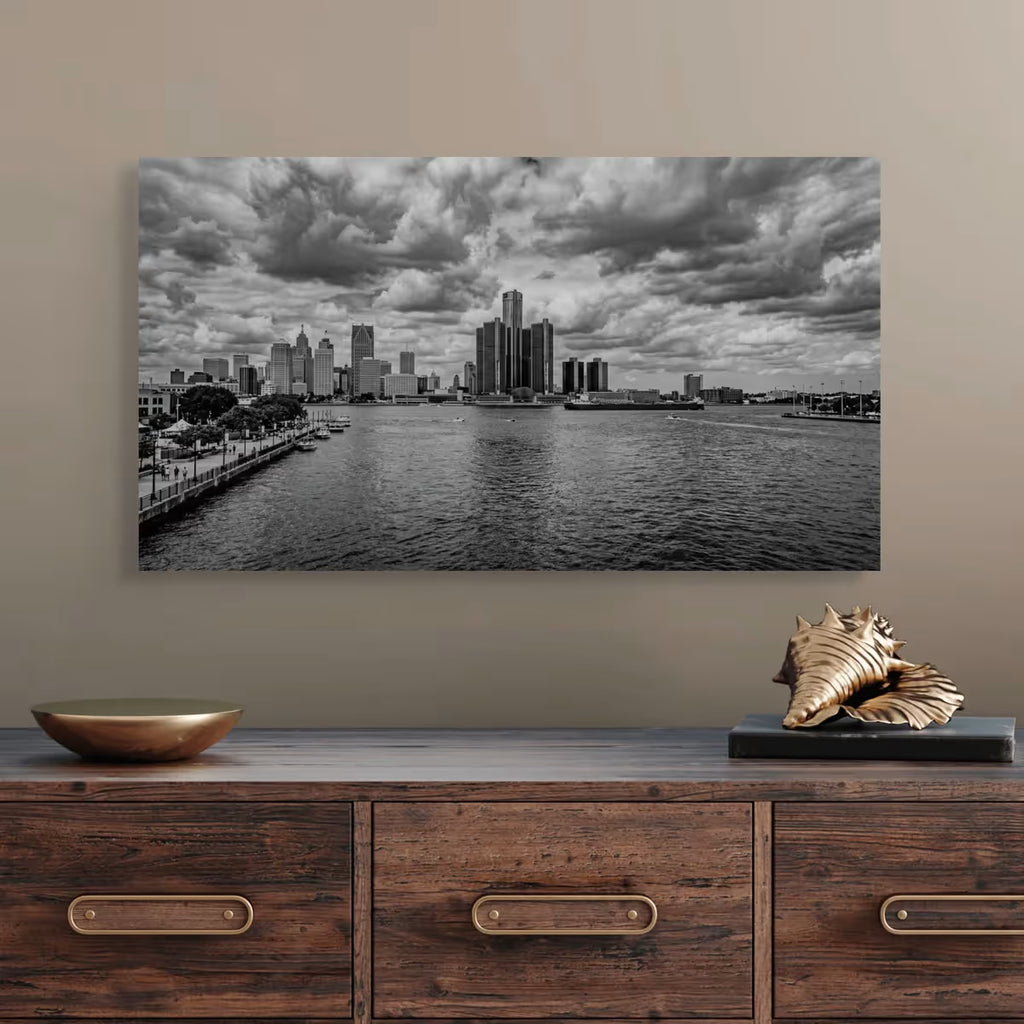 Detroit Canvas Wall Art Detroit Michigan Skyline Canvas Print