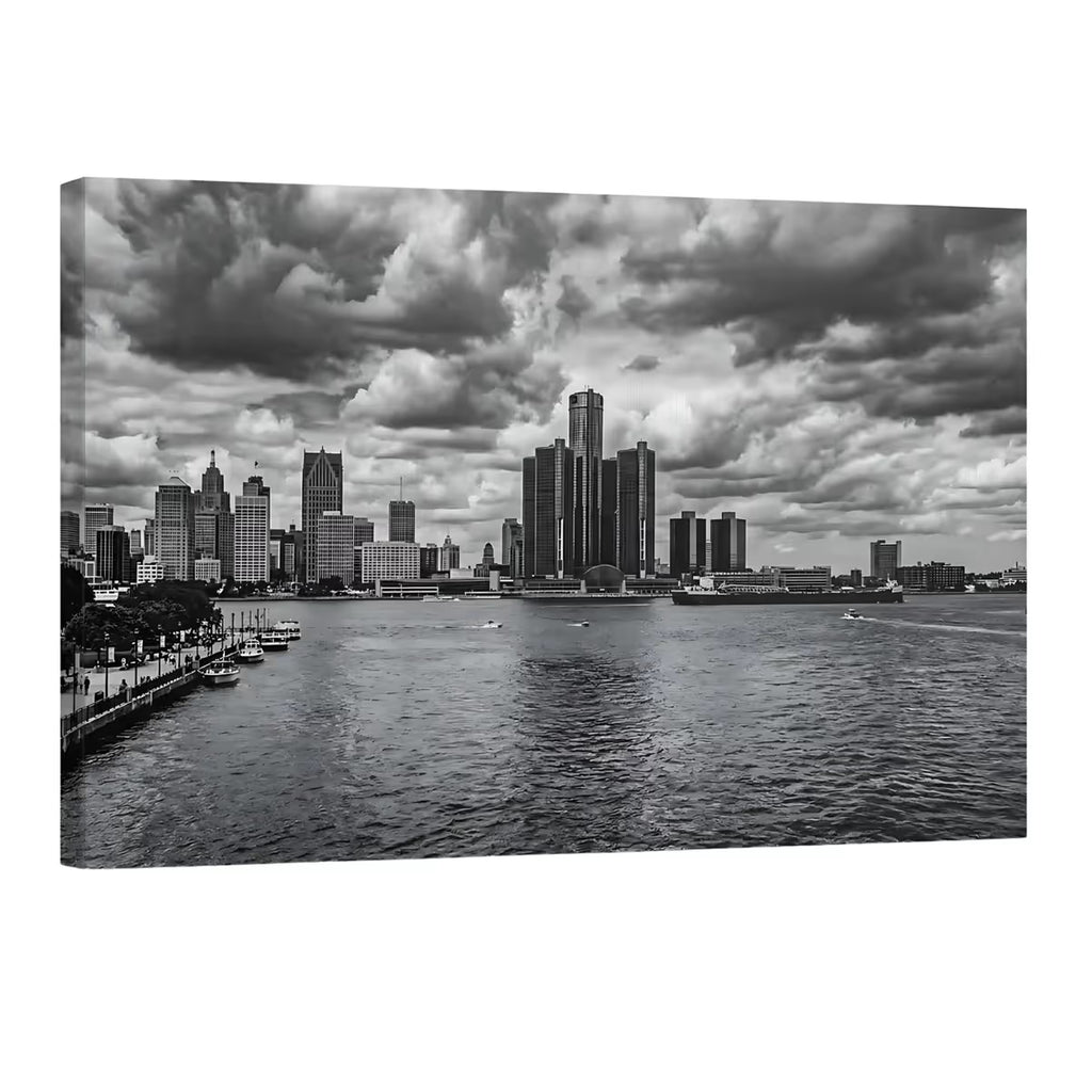 Detroit Canvas Wall Art Detroit Michigan Skyline Canvas Print