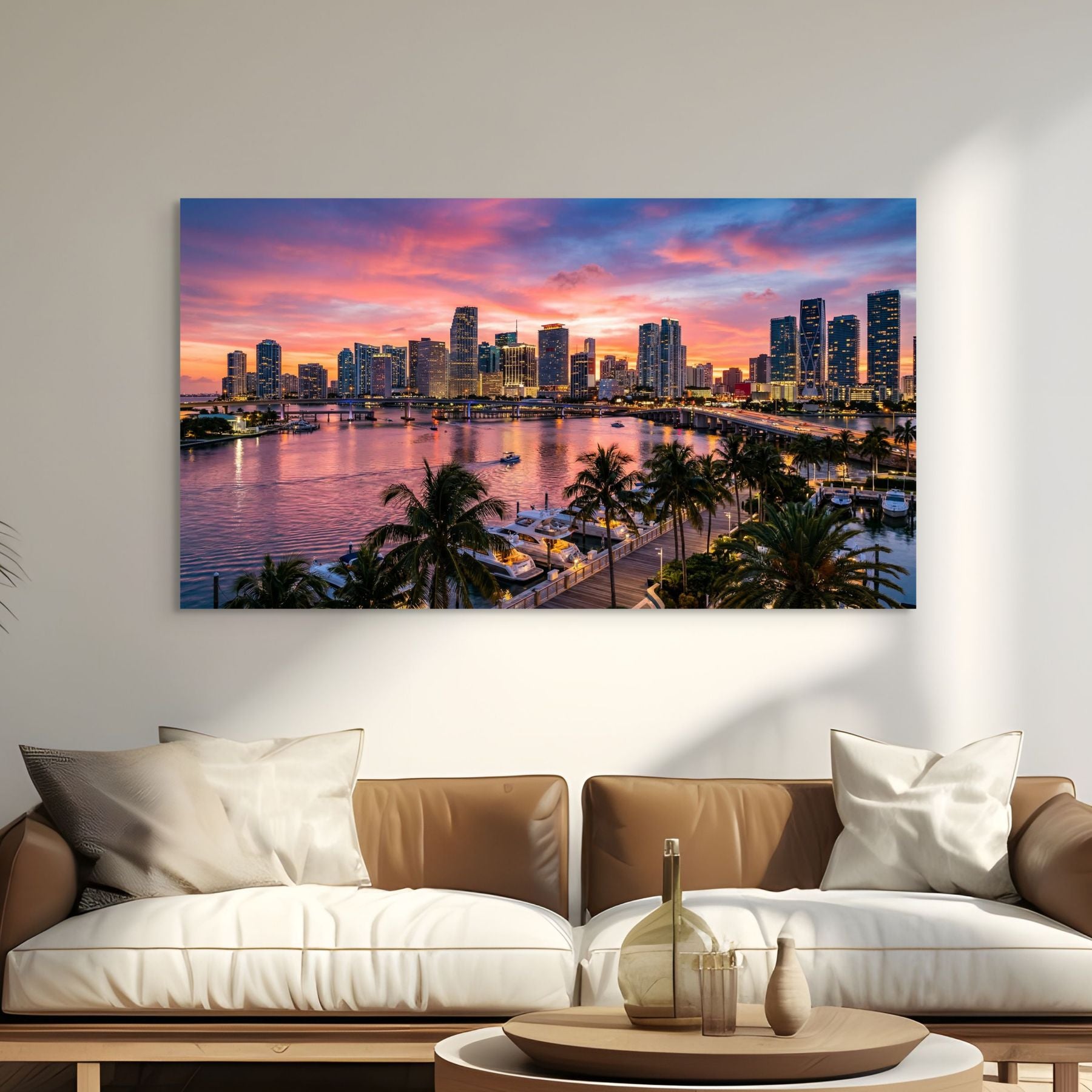 Miami Skyline Canvas Wall Art Downtown Miami Skyline Canvas Print Secondary image