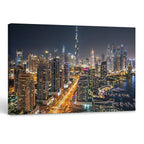 Dubai skyline night wall art Burj Khalifa cityscape Dubai Marina luxury city print UAE skyline