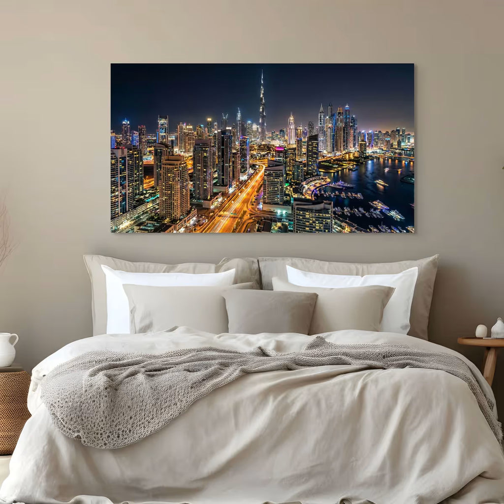 Dubai City Skyline Canvas Wall Art Dubai UAE Skyline Canvas Print