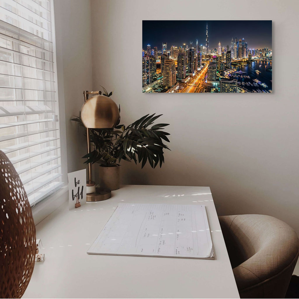 Dubai skyline panoramic night view modern city wall decor