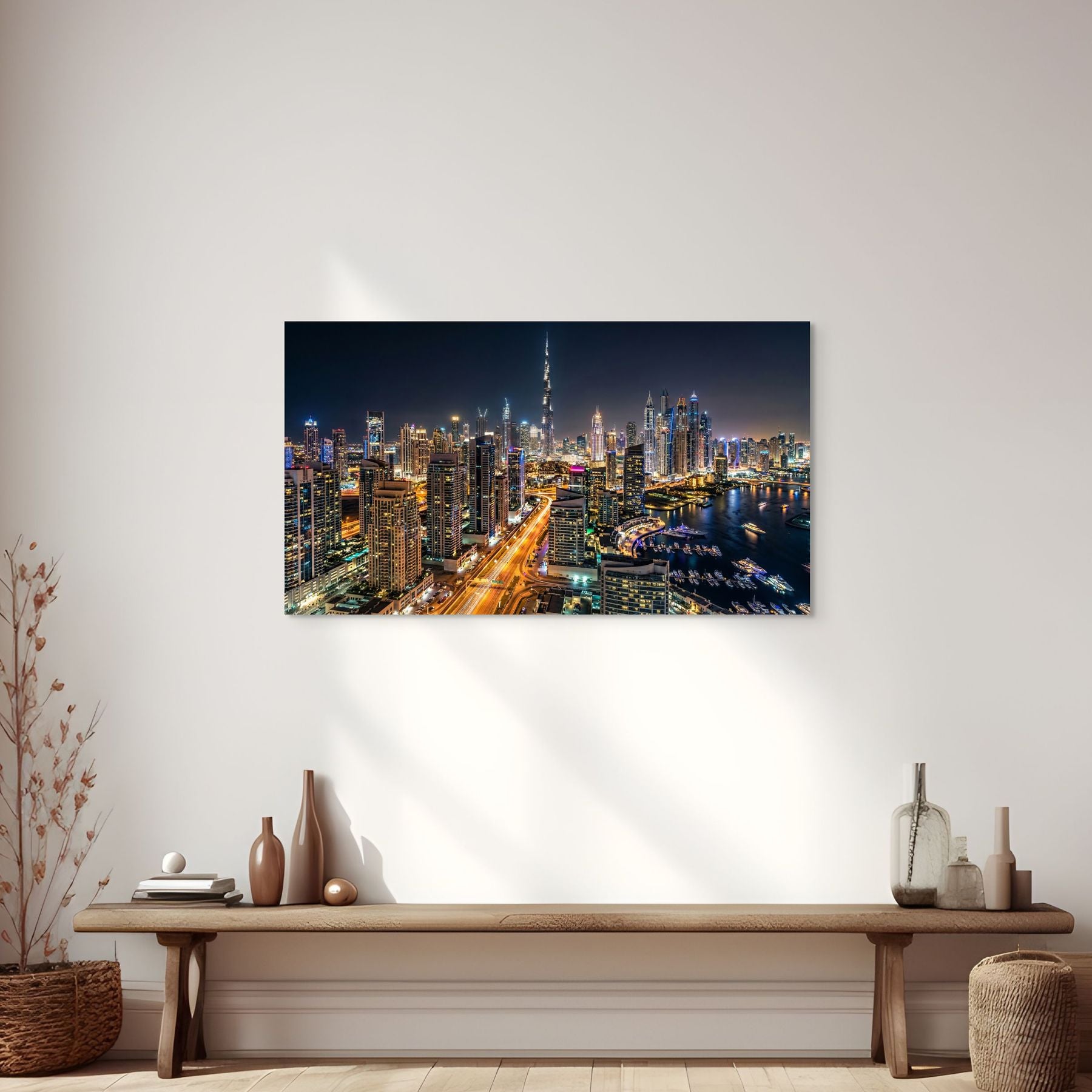 UAE skyline Dubai city lights luxury photography print