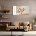 Peony flower arrangement wall art, soft pink and white floral decor
