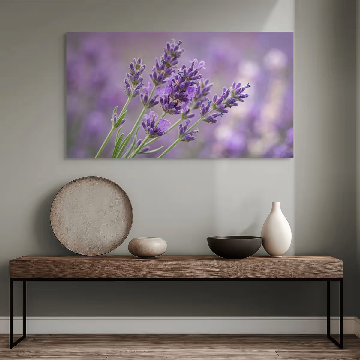 Lavender Field Canvas Wall Art Soft Purple Floral Print for Calm & Relaxing Decor
