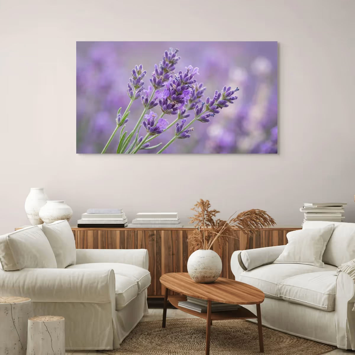 Lavender Field Canvas Wall Art Soft Purple Floral Print for Calm & Relaxing Decor