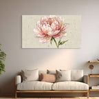 Watercolor peony painting wall art, soft pink floral decor