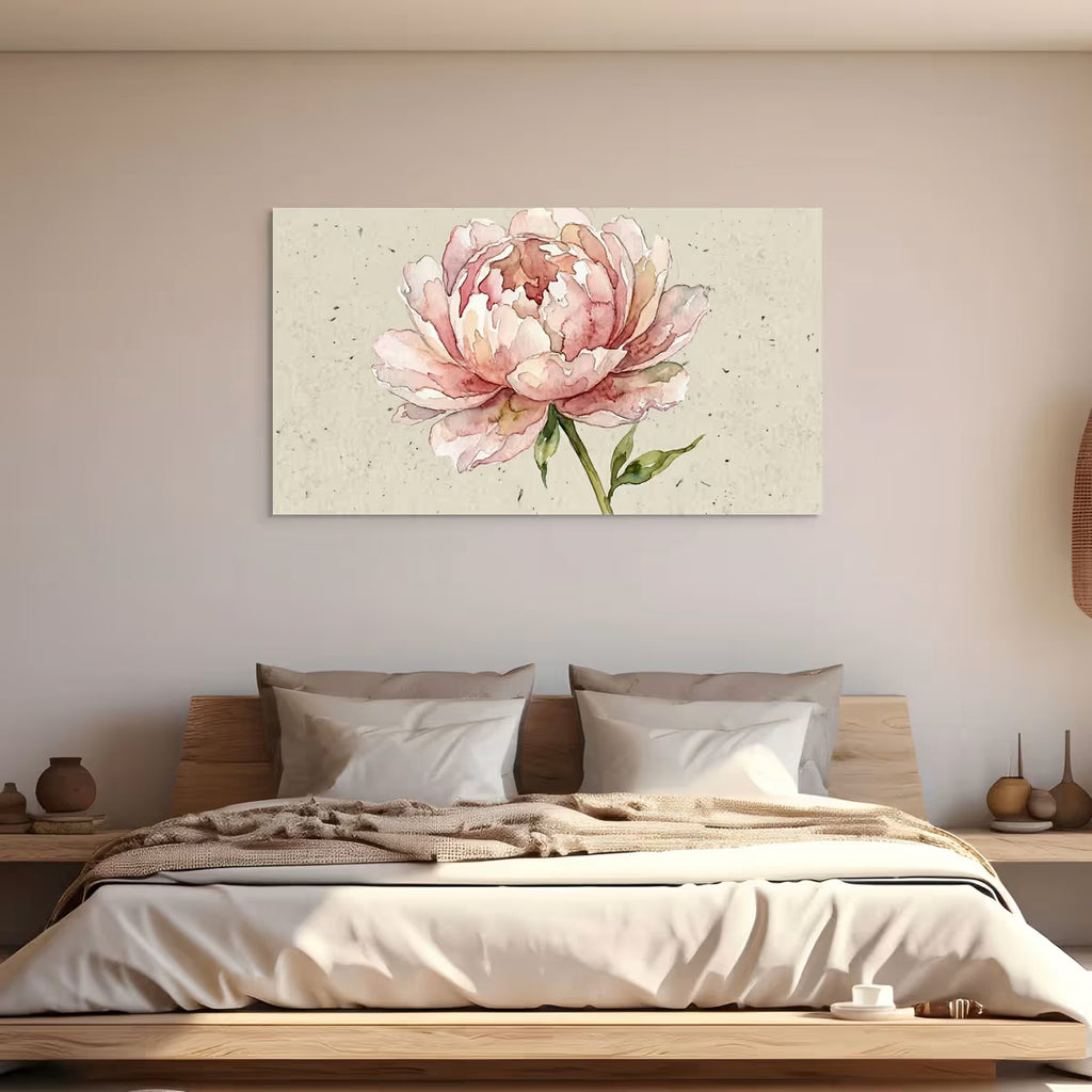 Watercolor Peony Canvas Wall Art Soft Pink Botanical Painting for Elegant Decor