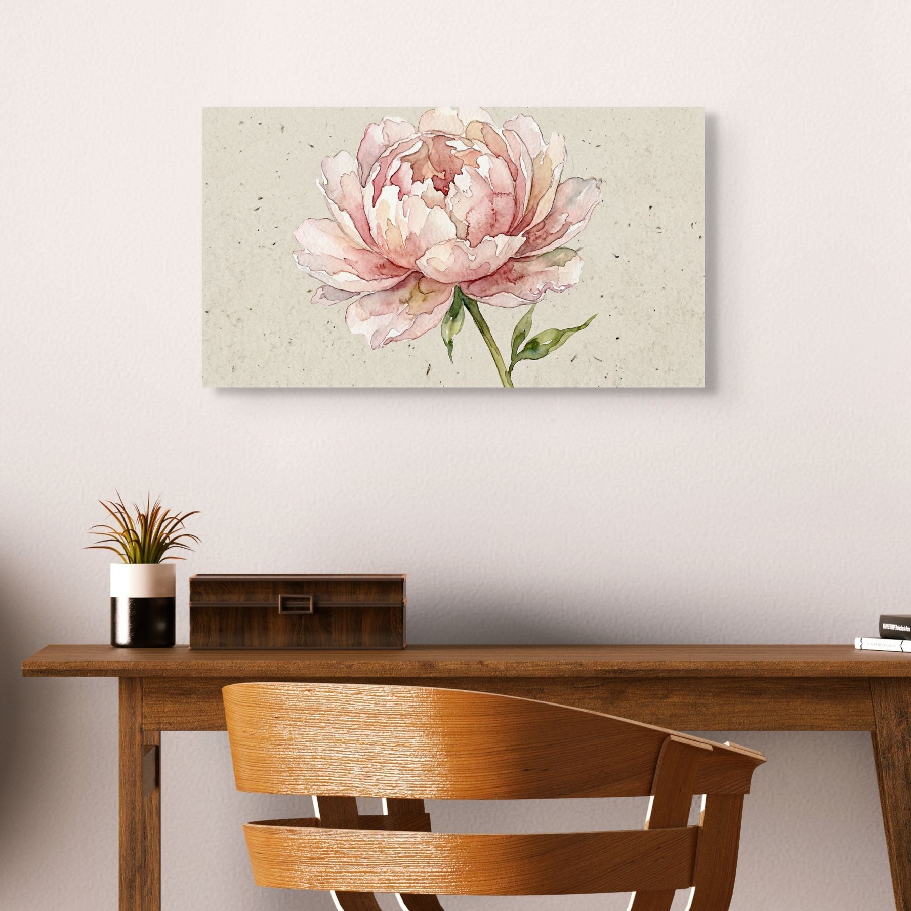 Peony flower watercolor print, romantic floral home decoration Main image