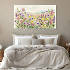 Colorful meadow flowers artwork, nature inspired floral wall decor
